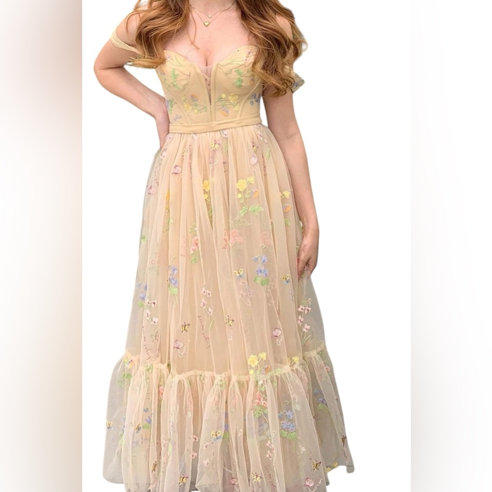 Floral Embroidered Cream Dress